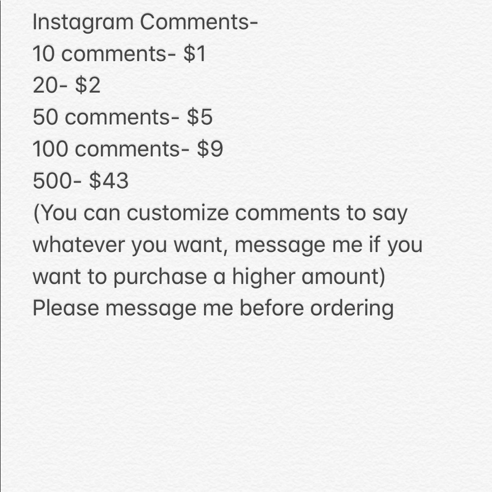 SELLING INSTAGRAM FOLLOWERS, LIKES, AND COMMENTS